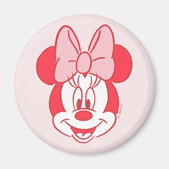 Sweet Minnie Mouse Bow Face Line Art Magnet (Front)