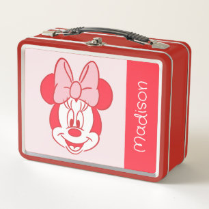 Sweet Minnie Mouse Bow Face Line Art Metal Lunch Box