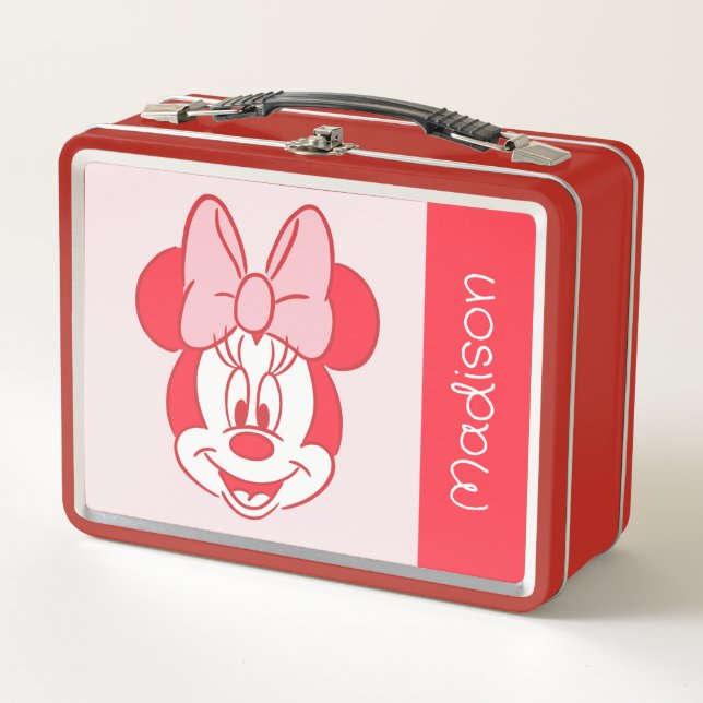 Sweet Minnie Mouse Bow Face Line Art Metal Lunch Box (Front)