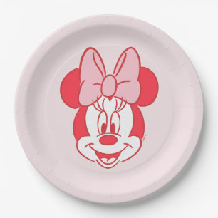 Sweet Minnie Mouse Bow Face Line Art Paper Plates