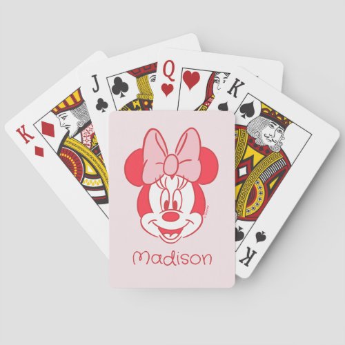 Sweet Minnie Mouse Bow Face Line Art Poker Cards