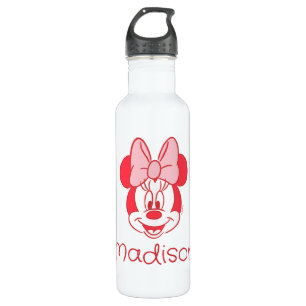 Sweet Minnie Mouse Bow Face Line Art Stainless Steel Water Bottle