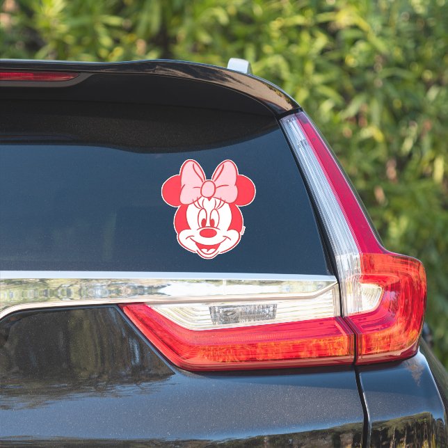 Sweet Minnie Mouse Bow Face Line Art Sticker (Car Side)