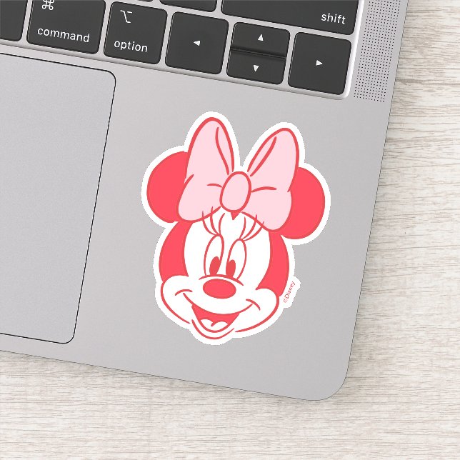 Sweet Minnie Mouse Bow Face Line Art Sticker (Detail)