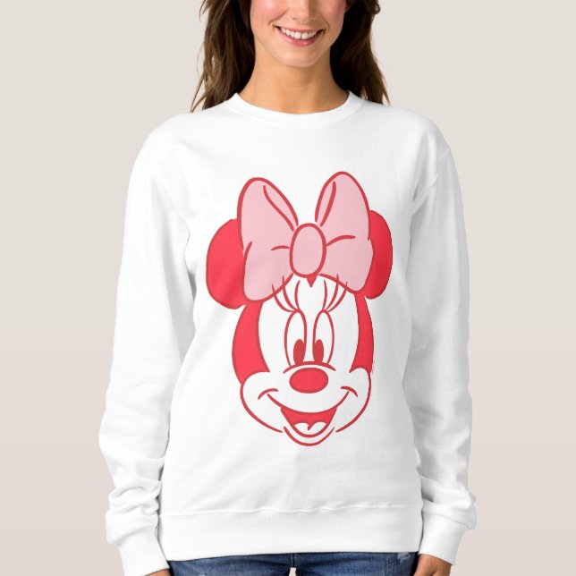 Sweet Minnie Mouse Bow Face Line Art Sweatshirt (Front)