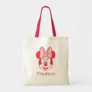 Sweet Minnie Mouse Bow Face Line Art Tote Bag