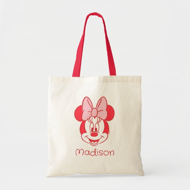 Sweet Minnie Mouse Bow Face Line Art Tote Bag (Front)