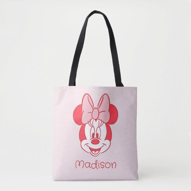 Sweet Minnie Mouse Bow Face Line Art Tote Bag (Front)