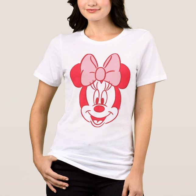 Sweet Minnie Mouse Bow Face Line Art Tri-Blend Shirt (Front)