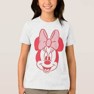 Sweet Minnie Mouse Bow Face Line Art Tri-Blend Shirt