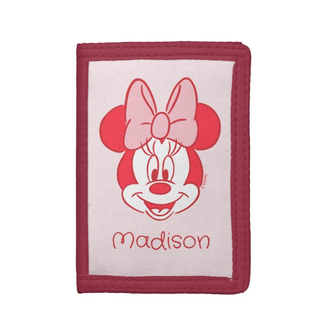 Sweet Minnie Mouse Bow Face Line Art Trifold Wallet (Front Vertical)