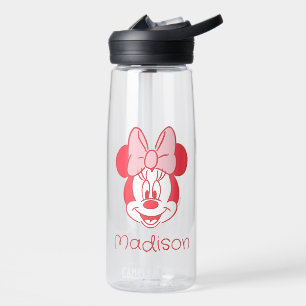 Sweet Minnie Mouse Bow Face Line Art Water Bottle