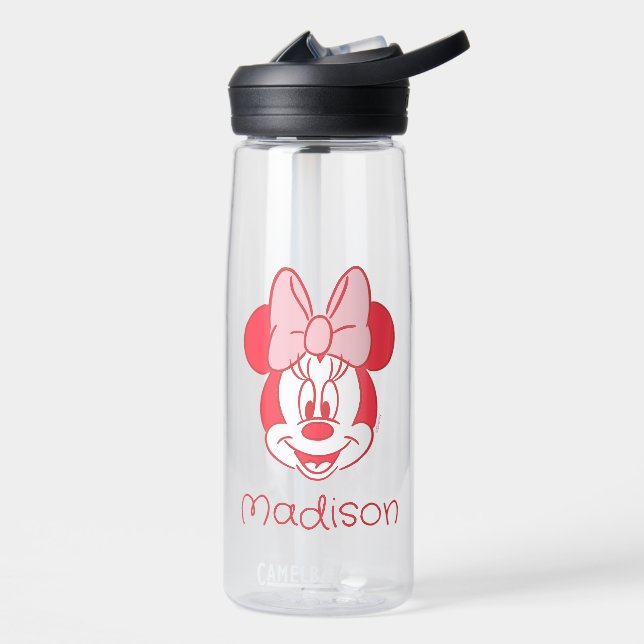 Sweet Minnie Mouse Bow Face Line Art Water Bottle (Left)