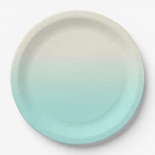 Sweet Mint & Ivory Gradient Ombre Paper Plates