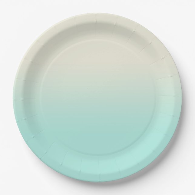 Sweet Mint & Ivory Gradient Ombre    Paper Plates (Front)