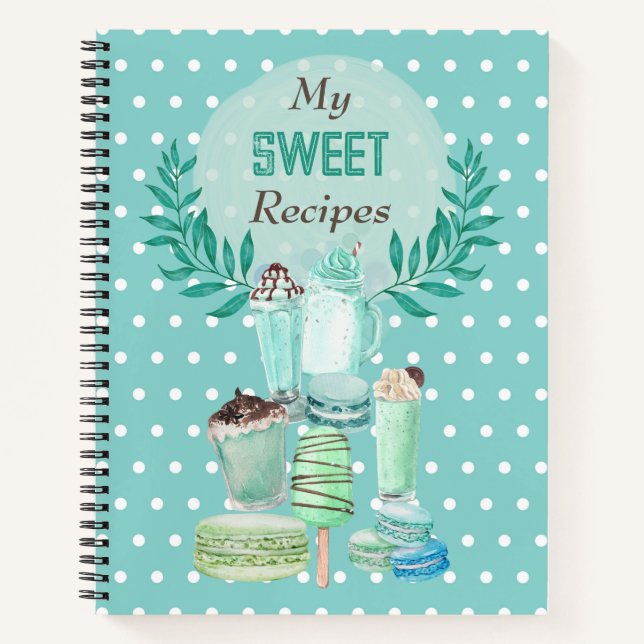 Sweet Mint Pattern Recipes Notebook (Front)