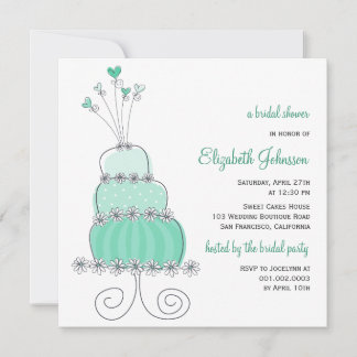 Sweet Mint Wedding Cake Chic Bridal Shower Invite