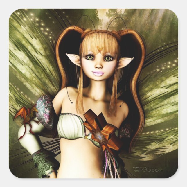 Sweet Mischief Fairy Square Sticker (Front)