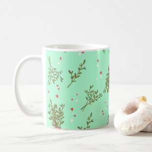Sweet Mistletoe Hearts Christmas Holiday Pattern Coffee Mug