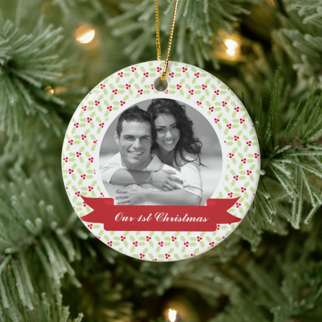 Sweet Mistletoe Photo Ceramic Ornament (Tree)