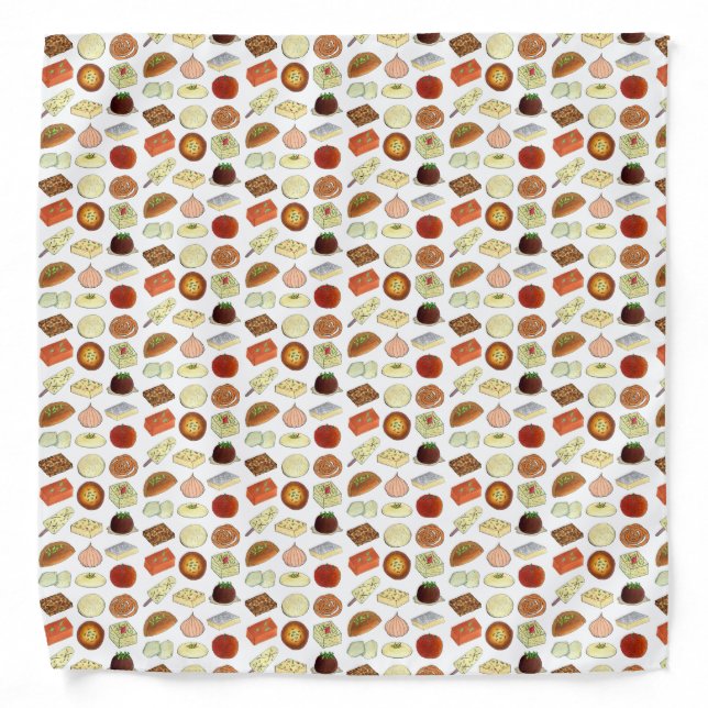 Sweet Mithais Indian Candy Sweets Foodie Print Bandana (Front)