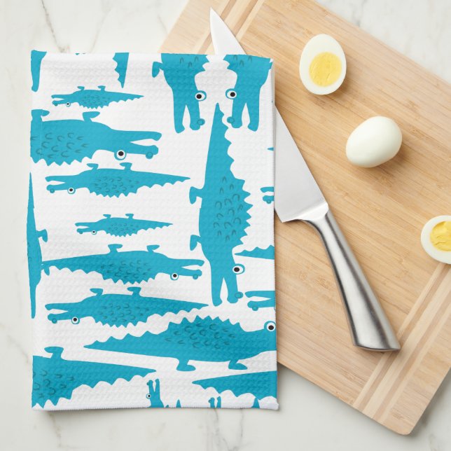 Sweet Modern Alligator Baby Shower Gifts Kitchen Towel (Quarter Fold)