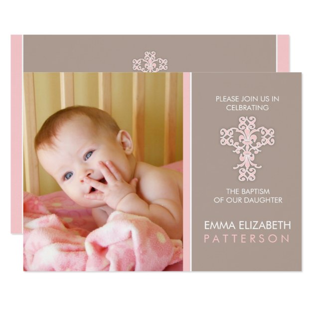 Sweet & Modern Baptism Baby Girl Invitation