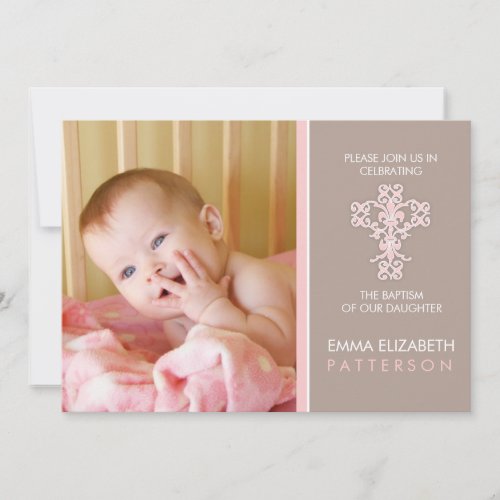 Sweet &amp; Modern Baptism Baby Girl Invitation