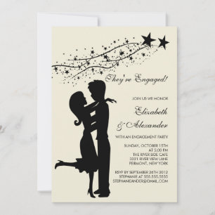 Sweet Modern Couple in Love Engagement Invitations