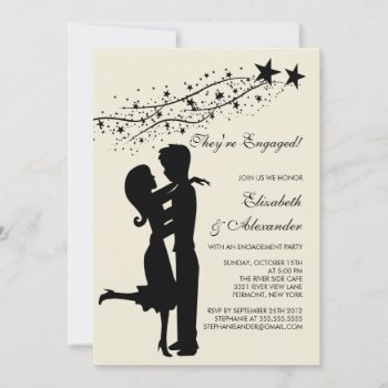 Sweet Modern Couple In Love Engagement Invitations by celebrateitweddings at Zazzle