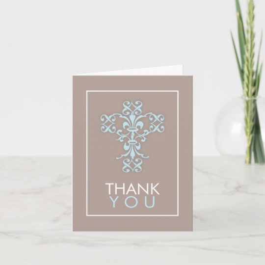 Sweet &amp; Modern Cross in Blue Thank You Card | Zazzle.com