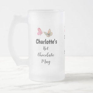 Sweet Modern Custom Name Script Hot Chocolate Frosted Glass Beer Mug