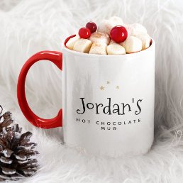 Sweet Modern Custom Name Script Hot Chocolate Mug