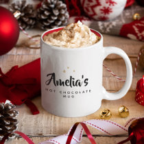 Sweet Modern Custom Name Script Hot Chocolate Mug