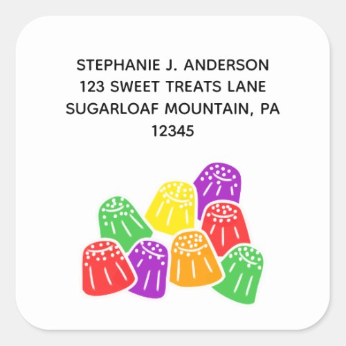 Sweet Modern Gumdrops Candy Return Address Square Sticker