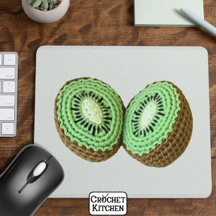 Sweet Modern Minimal Green Crochet Kiwi Fruit Mouse Pad