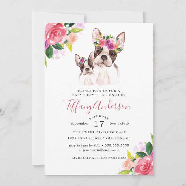 Sweet Mom And Baby Boston Floral Baby Shower Invitation (Front)