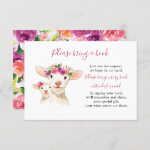 Sweet Mom And Baby Lamb Baby Shower Book Card