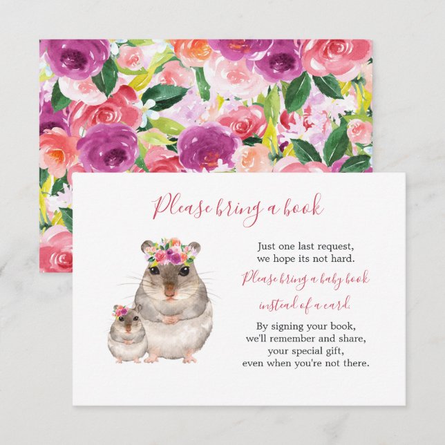 Sweet Mom And Baby Mouse Baby Shower Book Card (Front/Back)