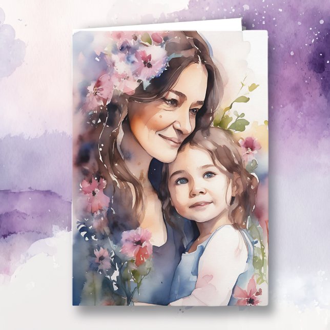 Sweet Mom and Daughter Purple | Mother's Day Card (Creator Uploaded)