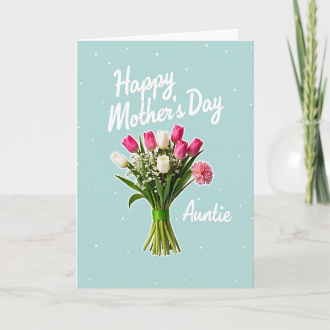 Sweet Mom Aqua Floral Card (Front)
