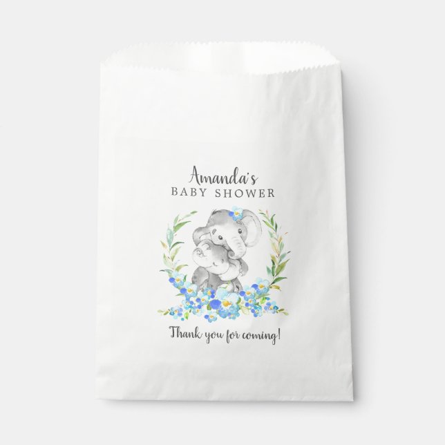 Sweet Mom & Baby Elephant Shower Favor Bags (Front)