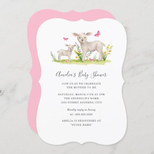Sweet Mom Baby Sheep Baby Shower Invitation