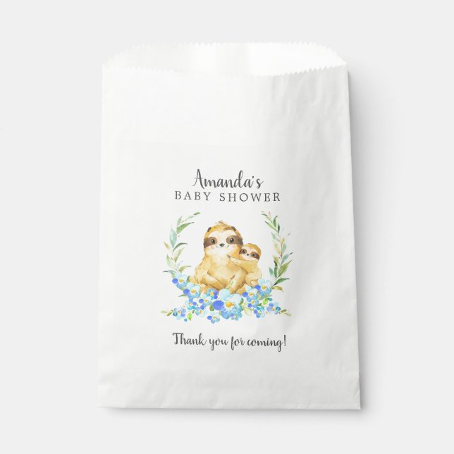 Sweet Mom & Baby Sloth Shower Favor Bags (Front)