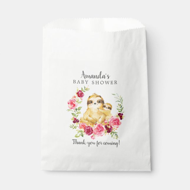 Sweet Mom & Baby Sloth Shower Favor Bags (Front)