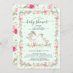 Sweet Mom & Baby Swan Baby Shower Invitation