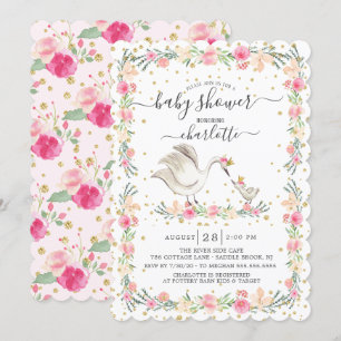 Sweet Mom & Baby Swan Baby Shower Invitation