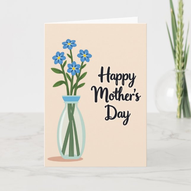 Sweet Mom Blue Blooms Card (Front)