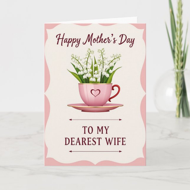 Sweet Mom Floral Heart Teacup Card (Front)
