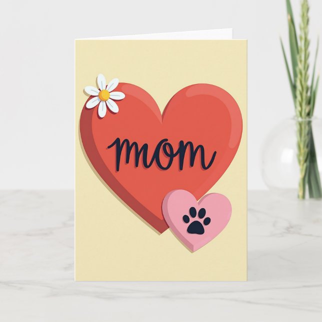 Sweet Mom Heart And Paw Card (Front)